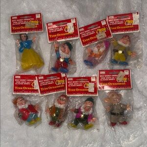 70s Vintage Disney Snow White and Dwarfs Ornament Set- Brand new